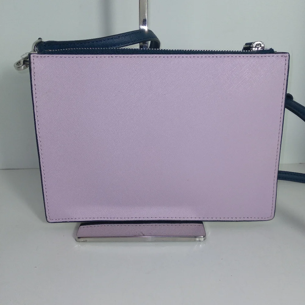 Kate Spade New York Purple/Blue Leather Colorblock Portfolio Crossbody Bag